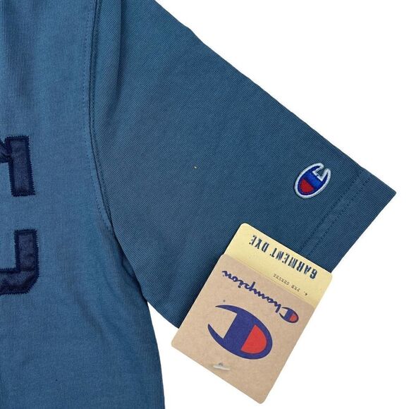 New Champion Men US XS Blue T-Shirt Crew Neck Short Sleeve Sport Casual Logo - Picture 6 of 9